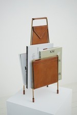 Carl Auböck Zeitungsständer Magazin Rack 50er 60er Bauhaus Messing Leder