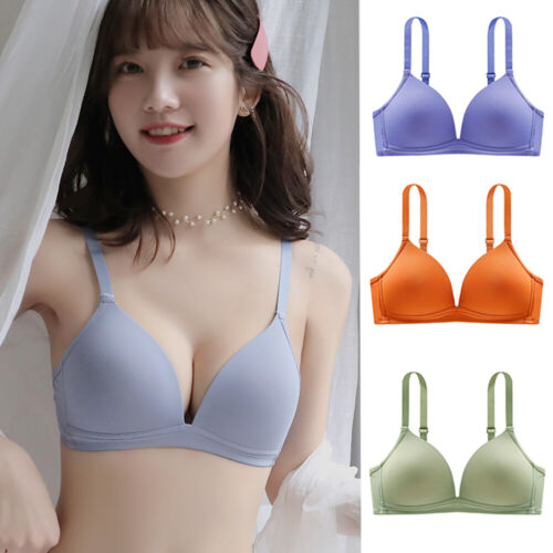 Flat-chested Ladies Bras Sexy Wire-free Brassiere Light Lined Bralette AAA AA AB - Afbeelding 1 van 36