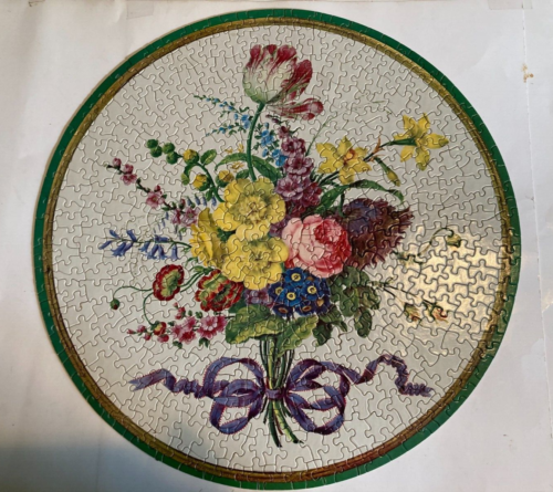 SPRINGBOK vintage BOUQUET OF FLOWERS round puzzle 1965 500 pieces COMPLETE - Afbeelding 1 van 6