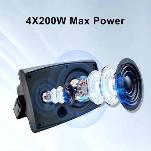 6.5 Inch 4 Passive Outdoor Speakers Wired Wall-Mount 800W Waterproof Heavy Bass - Picture 17 of 31