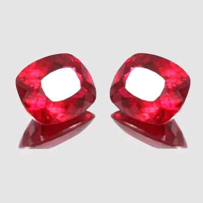 Luxurious 6.80 Ct Cushion Cut Natural Red Rubies - 10mm Certified Pair U87