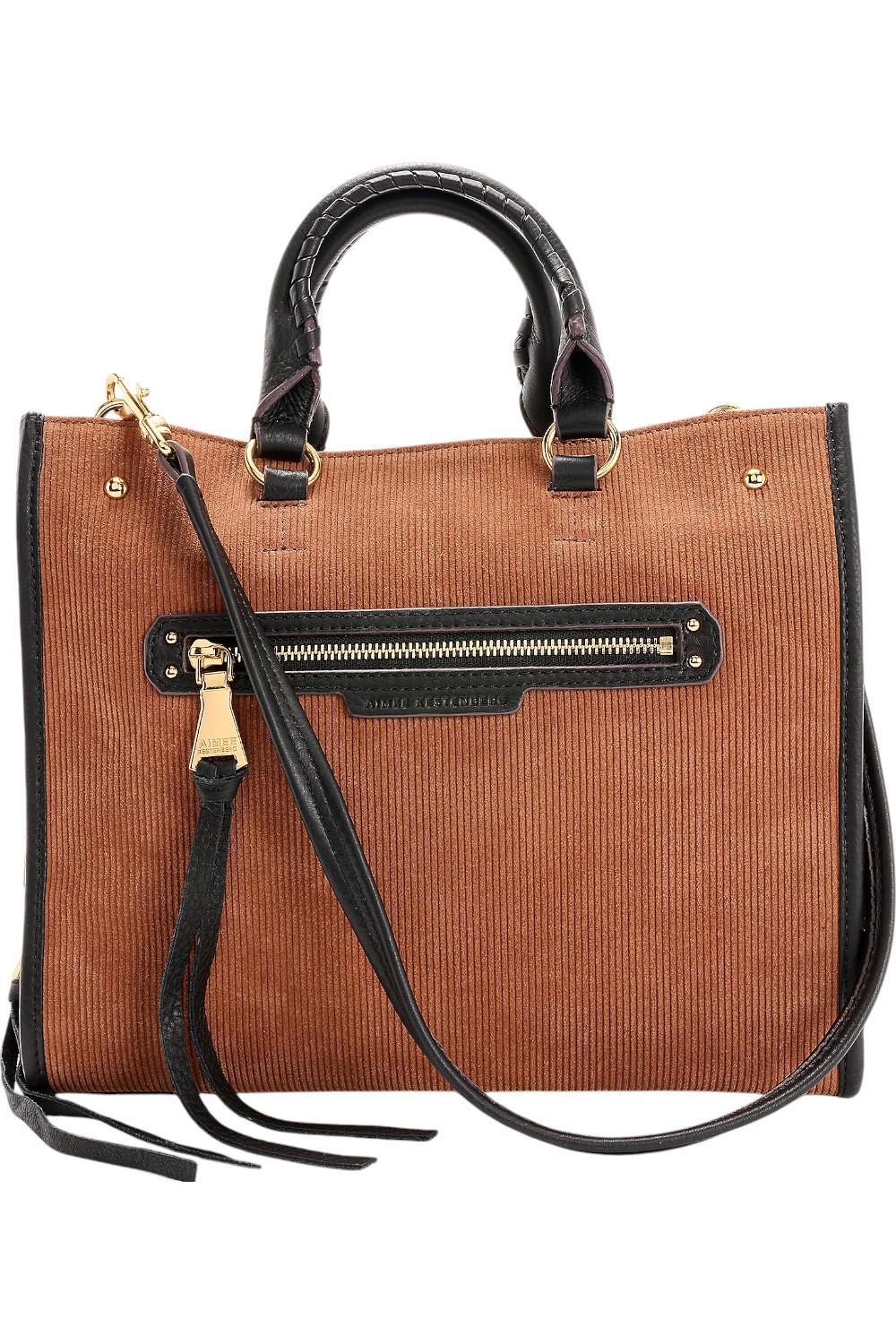Вельветовая сумка Aimee Kestenberg Stockbridge из ореховой скорлупы /Цветной блок