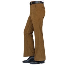Men Corduroy Bell Bottom Flares Pants Stretch Slim Vintage Bootcut Trousers