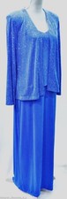 Alex Evenings stretch formal cocktail glitter gown jacket MOB slinky Dress 12 P