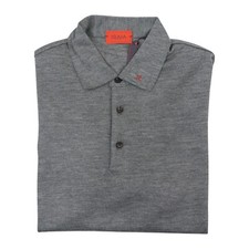 1200 ISAIA NAPOLI "Logo" Gray Sartorial Knit Short Sleeve Polo Wool