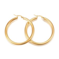 304 Stainless Steel Hoop Earrings Gold 50x48x4mm Pin 1x0.8mm  P584