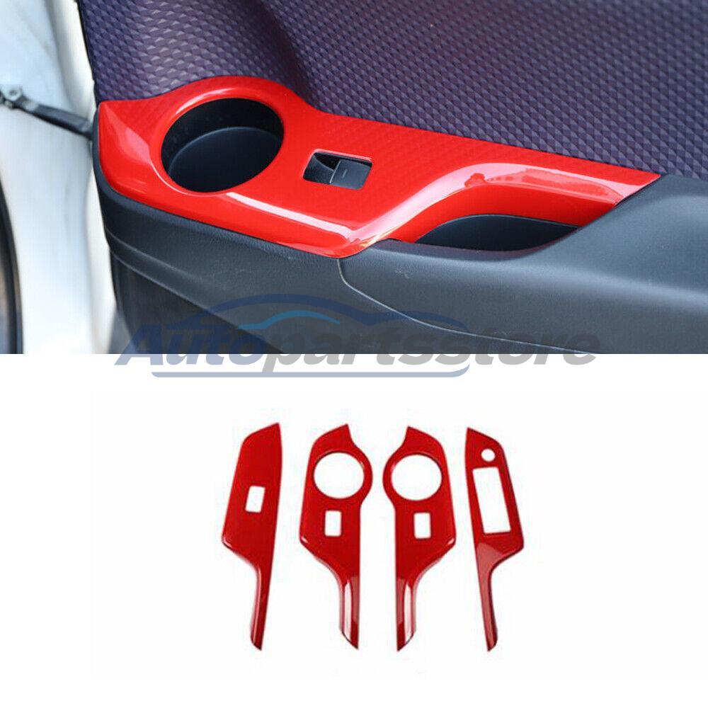 Gloss Red Window Switch Cover Trim for Toyota C-HR 2018-2022 4Pcs