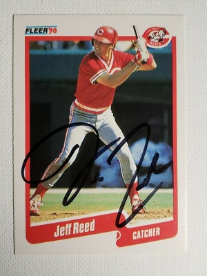 1990 Fleer Jeff Reed Autograph Card Reds Rockies Twins Giants Cubs Auto ...