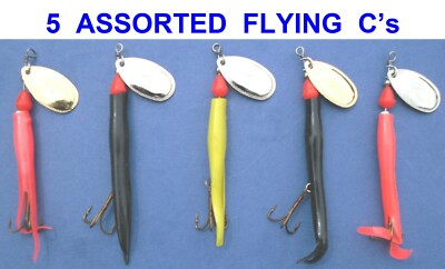 DENNETT 5-teiliges FLYING C's KIT MEERESANGELGERÄT BARSCH LACHS FORELLE HECHT SPINNER VMC