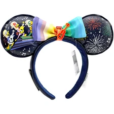 DisneyParks Blue And Purple Colorful Diamond Minnie Mouse Ears Headband