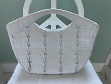 Nwt White Nancy Gonzalez Diana Top Handle Large White Weave Uniquely Classy Tote