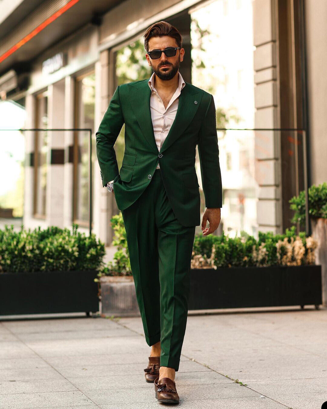 Mens 2 Piece Suit Slim Fit 40r 42r 44r 46r 48r 50r Green Blazer Walking  Tailored | eBay