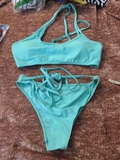 womens nwot size medium teal bikini Tie Up Waist