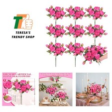 8 Pack Artificial Peony Flowers Faux Silk Hydrangea Bouquet Wedding Home Tabl...