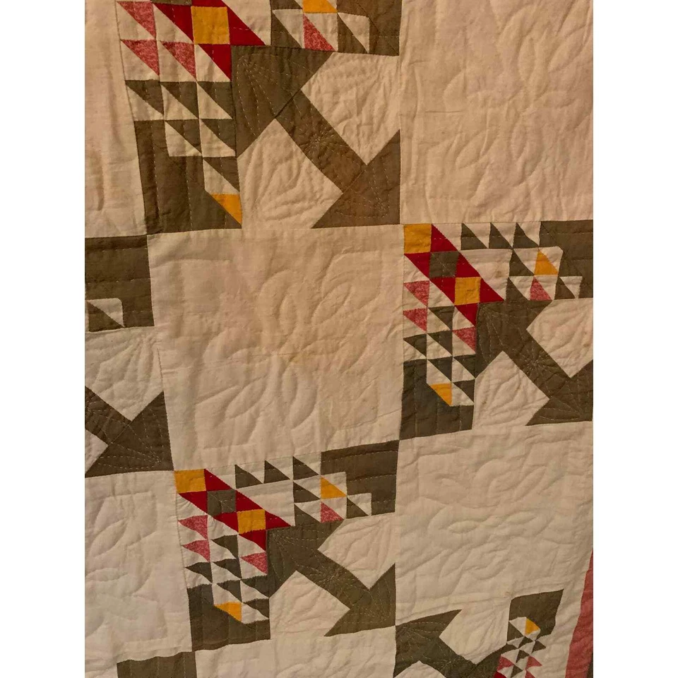 Vintage Tree Of life Twin / Throw Quilt -Hand Pieced / Hand Quilted FRAGILE - Image 3 of 4