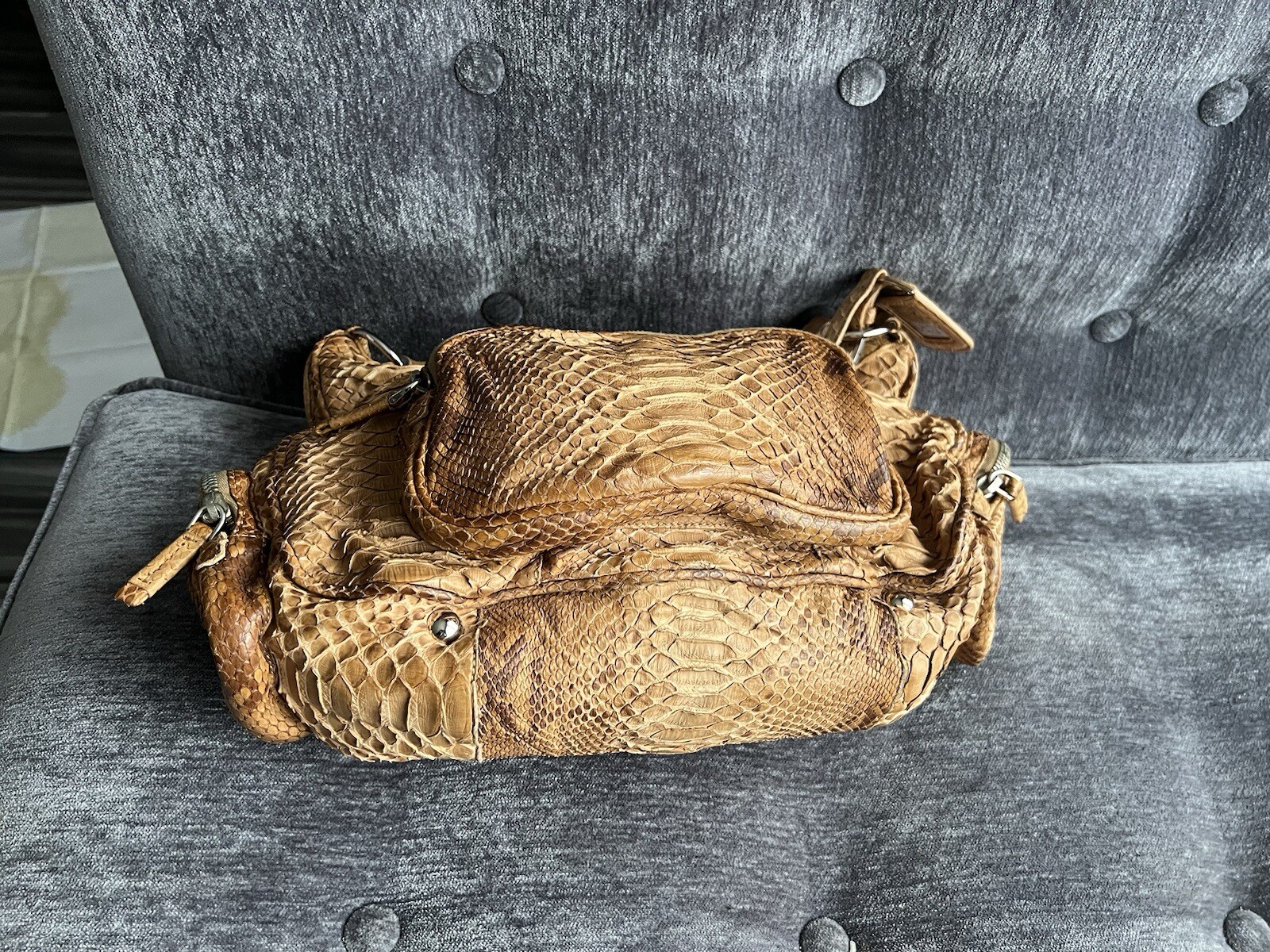 Auth.PRADA real Python skin Shoulder Bag, Mint wi… - image 14