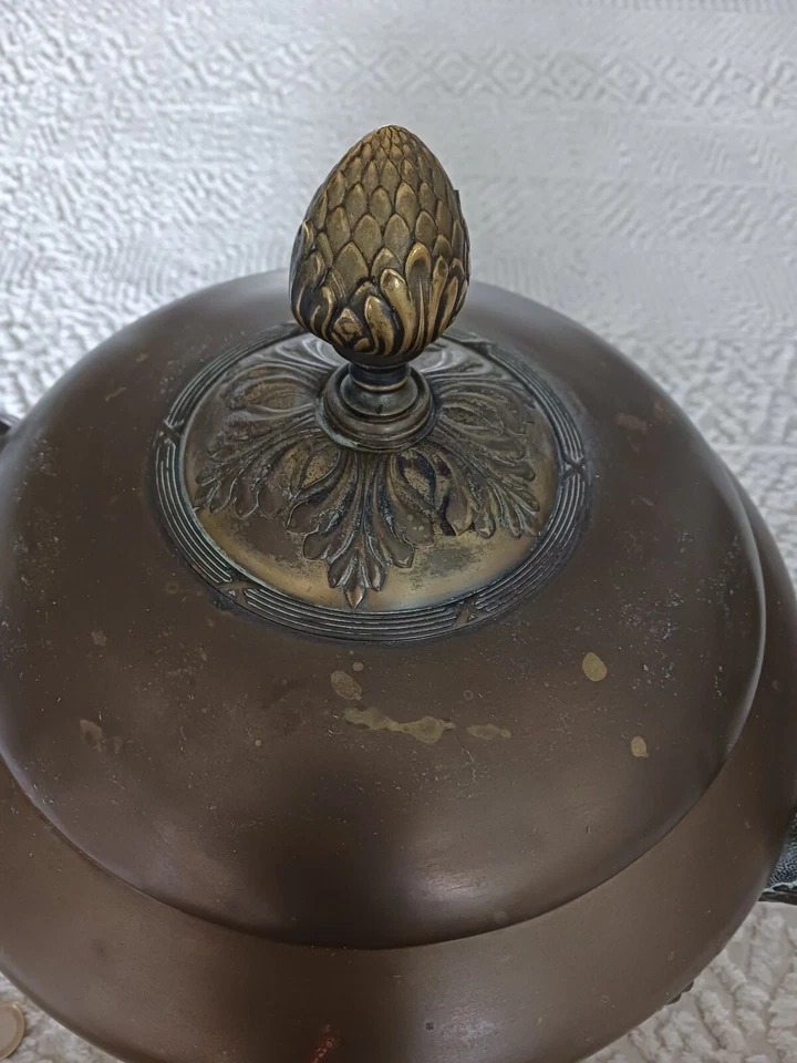 antiker Messingtopf Topf Bowle Messing Durchmesser innen 29 cm Höhe 34 cm Deckel - Bild 2 von 4