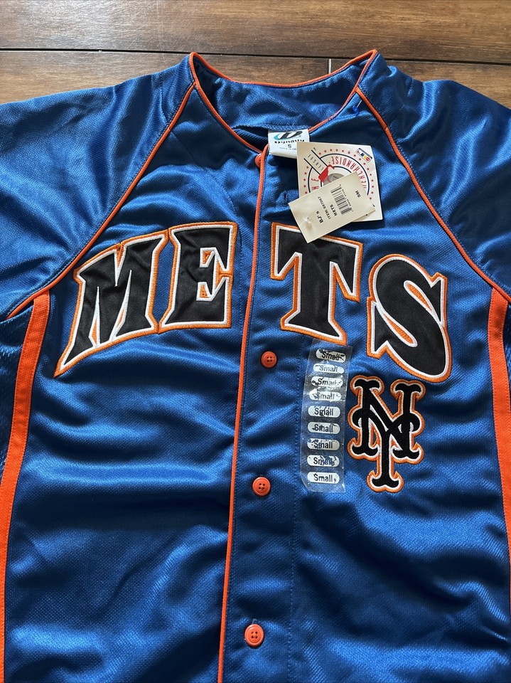 New York Mets Jersey Size Small Stitched Blue True Fan Button Up MLB NY