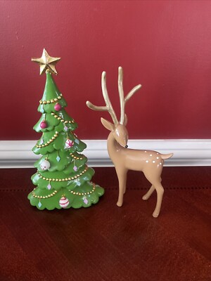 Balsam & Fir Trading Company Beautiful Reindeer & Christmas Tree -New In Box