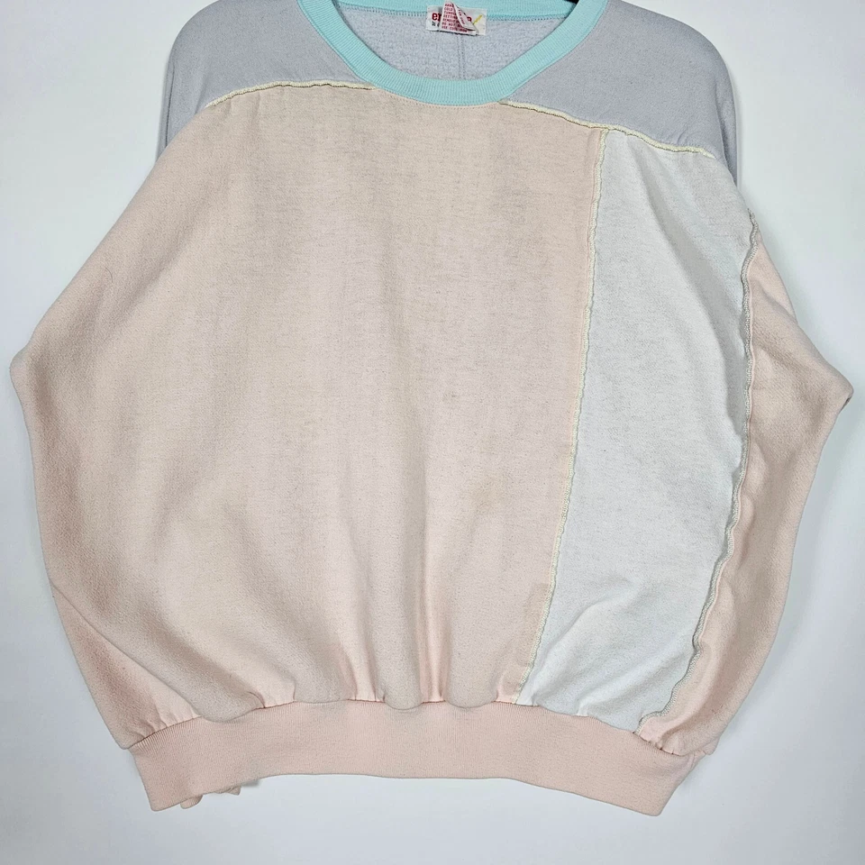 Sudadera rosa vintage años 80 Energie By Currents tejida para mujer manga larga grande Foto 4 de 4