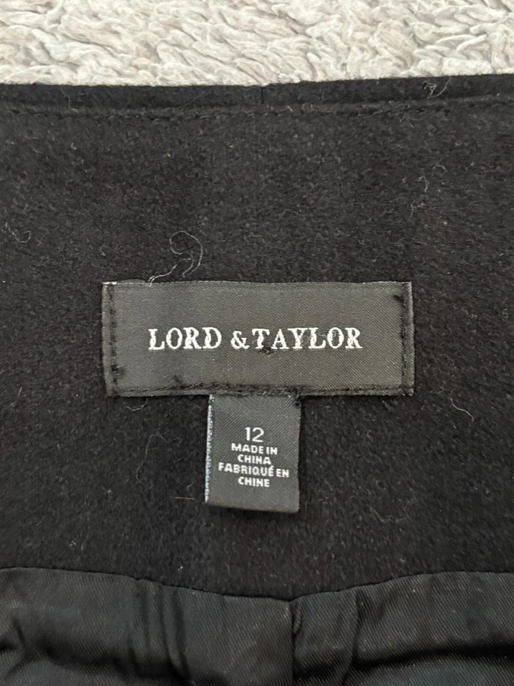 Falda Lord And Taylor Mujer 12 Negra Mezcla Lana Informal Trabajo Bolsillos Cremallera Frontal Foto 2 de 4