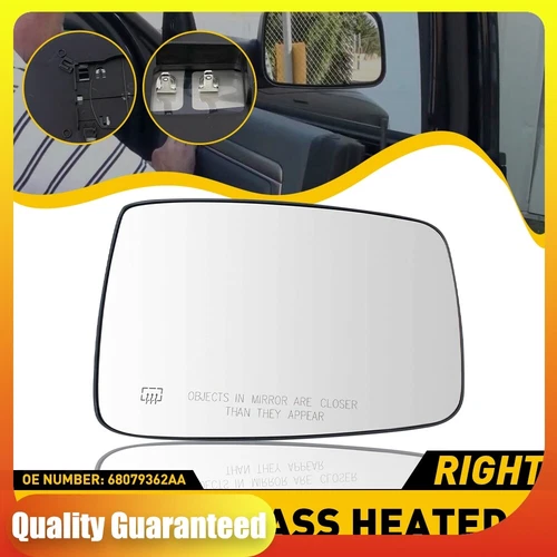 Exterior Mirror Glass Power Heated RH Passenger Side for Dodge Ram 1500 2500 US