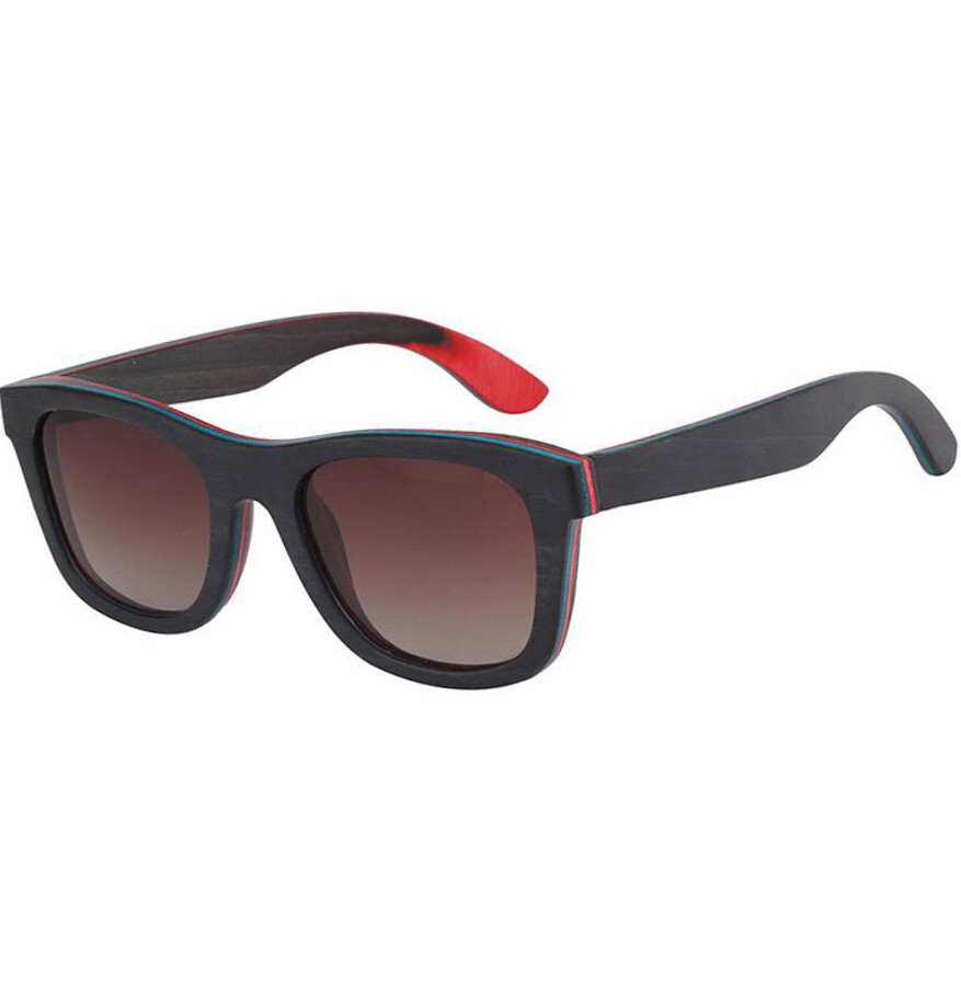 Black Skateboard Wood Polarized Sunglasses Men Women Square 