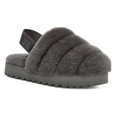 NEW UGG Sizes 8, 10 Super Fluff Genuine Shearling Slingback Slipper, Charcoal