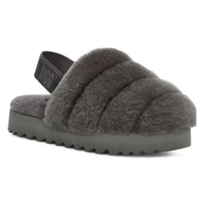 NEW UGG Sizes 8, 10 Super Fluff Genuine Shearling Slingback Slipper, Charcoal