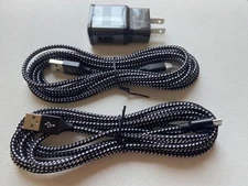 8ft Braided Micro USB Cables (2x) + Wall Adapter