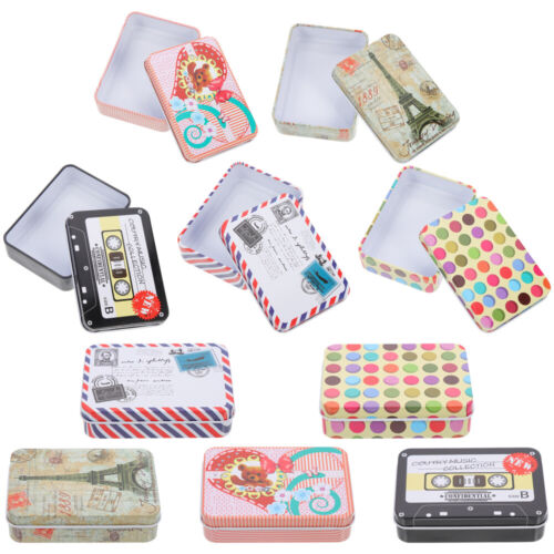  10 pièces petite boîte en métal mini biscuits mini valise boîte cadeau boîte à biscuits - Photo 1/12