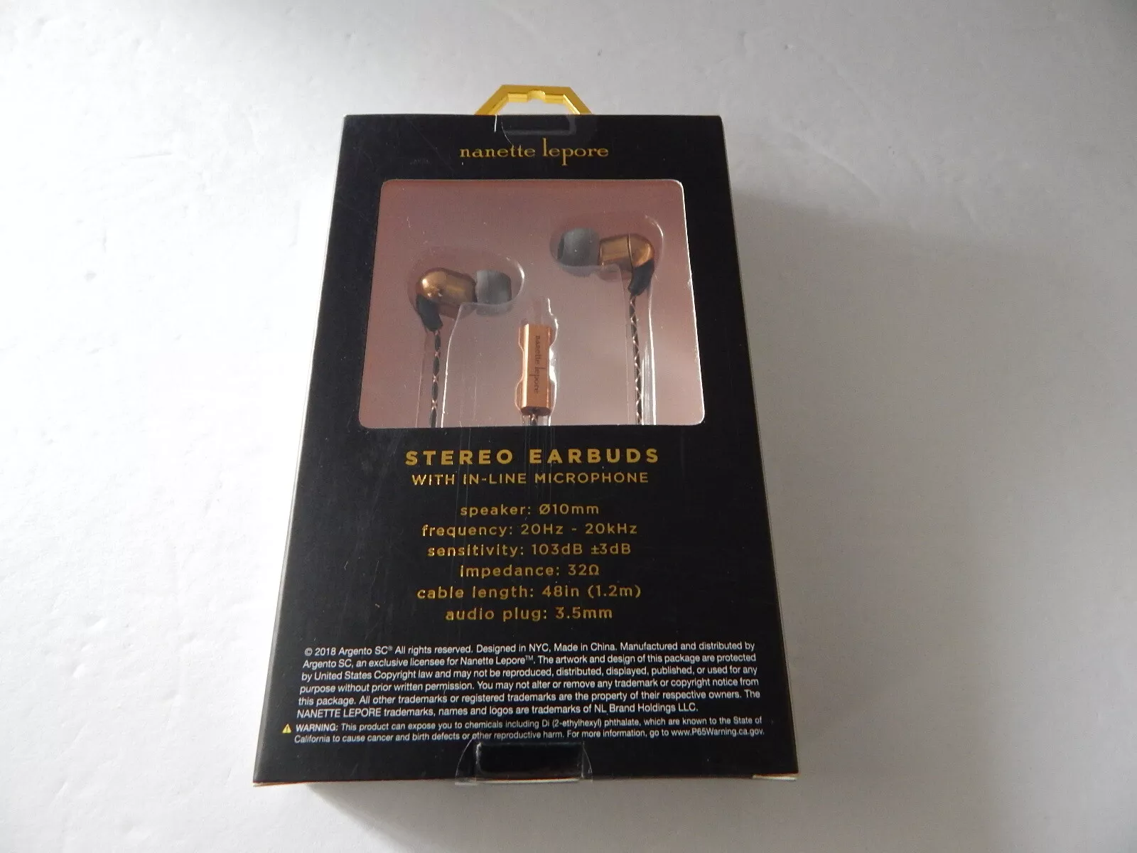 Nanette Lepore Supreme Écouteurs Sonores Microphone en Ligne Or Neuf