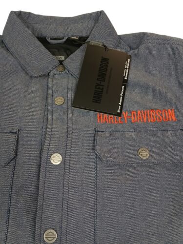 HARLEY-DAVIDSON Operative Riding textile Heavy Shirt Jacket Size XL Blue - Picture 2 of 7
