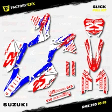 Red White Blue Slick Racing Graphics Kit fits 10-18 Suzuki RMZ250 Decal RMZ 250
