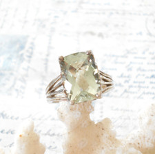 Sterling Silver Pale Green Prasiolite Ring Size 9.25  3589
