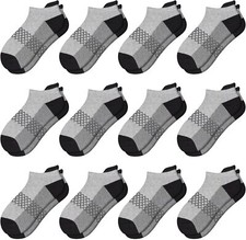 12 Pairs Boys Socks 4-6 6-8 8-10 Years Old Ankle 7-10 Years, Grey 12