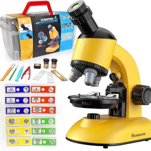 Microscope for Kids, LED 40X-1200X Magnification, STEM Kit with Slide & Specimen