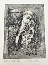 Karnig Nalbandian Etching "Young Mother" Mother & Child Social Realism