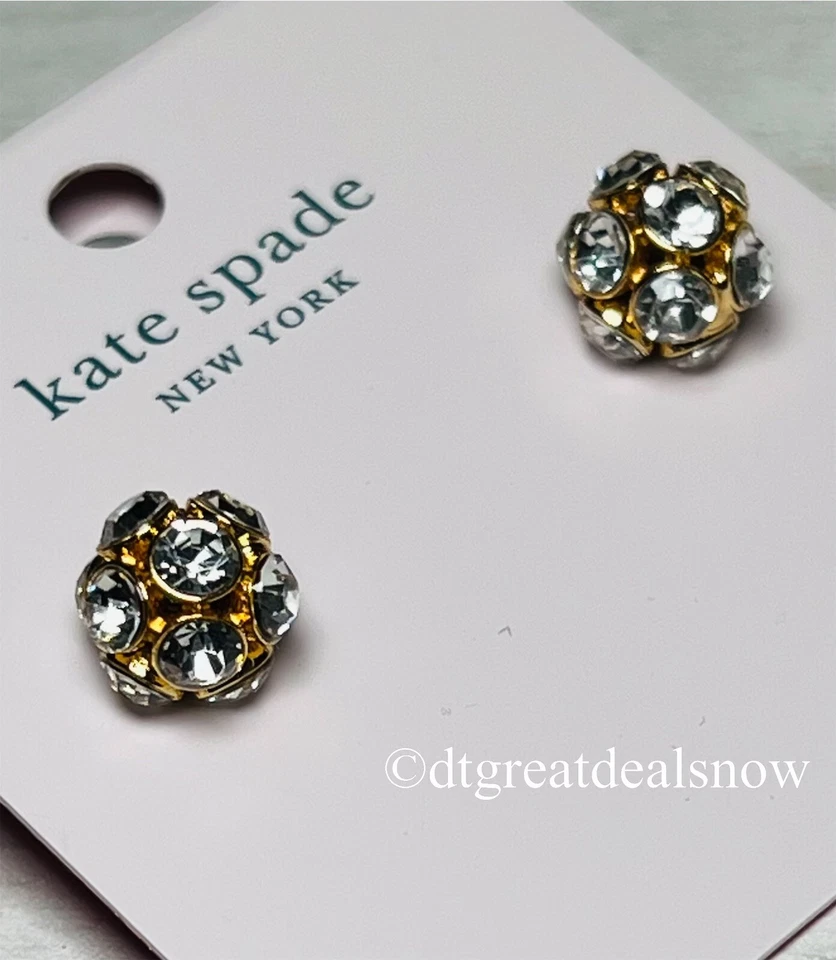 Aretes redondos Kate Spade Time to Shine tono dorado y circonita cúbica transparente O0RU3172 Foto 2 de 4