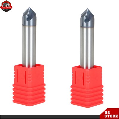 2 ×3/8'' 4 Flute 90 Degree Double End Carbide Chamfer Mill 2-1/2'' Overall Length