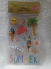 Scrapbooking Summer Puffy 3D Stickers 12 Pieces NEW