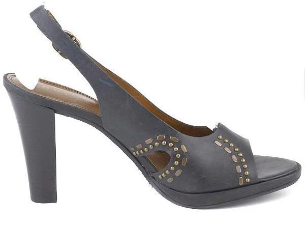 New UNISA Women Black Leather High Heel Open Toe Slingback Sandal Shoe Sz 9.5 B - Image 2 of 3