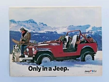 1986 Jeep CJ Vintage Cowboy & Siberian Husky Original Print Ad 8.5 x 11"