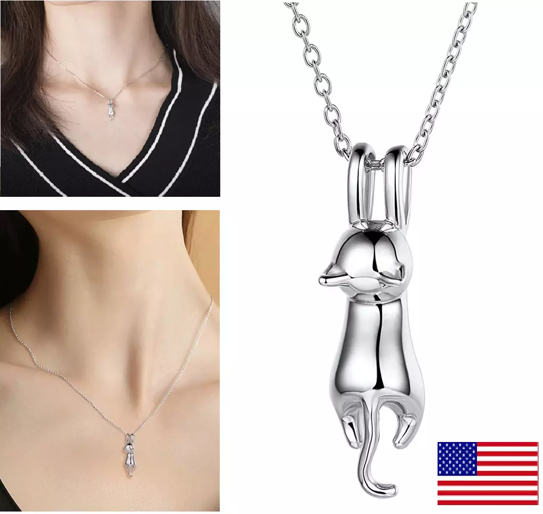 Dainty cat necklace sale