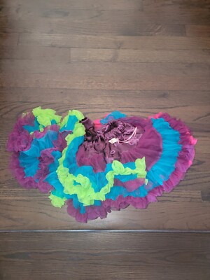 Nwt Kaiya Eve Boutique Girls Ruffle Multi Color Skirt Tutu Pettiskirt Size 18...