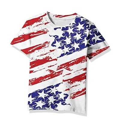 Kid Shirts 3D Graphic Printed Tees for Boys and Girls 6-8 Years Qxbai White