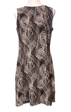 AGB Chocolate Brown Sleeveless Shift Dress Sz 8 Mod Abstract Y2K Office Wear