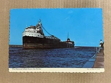 Postcard St. Joseph MI Michigan Harbor Diamond Alkali Freighter Cargo Ship