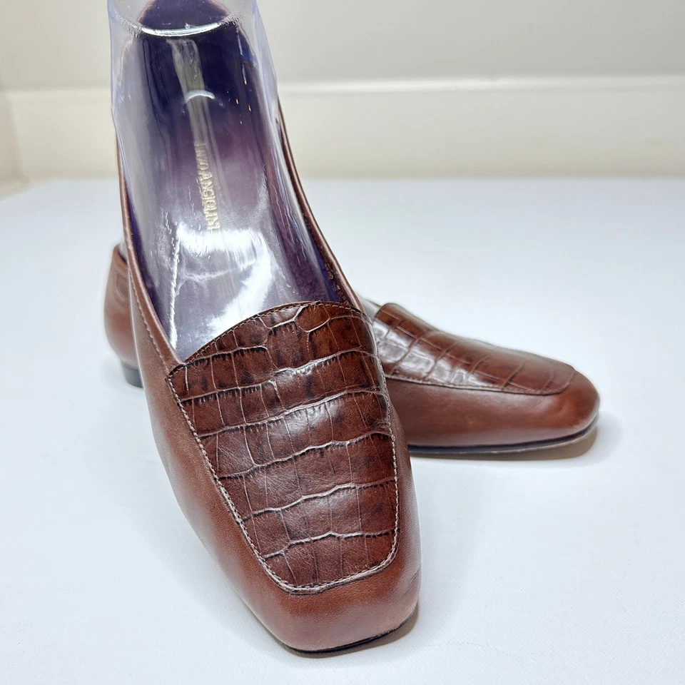 Bailarina de ballet clásica ENZO ANGIOLINI Liberty marrón cuero cocodrilo talla 8,5 Foto 2 de 4