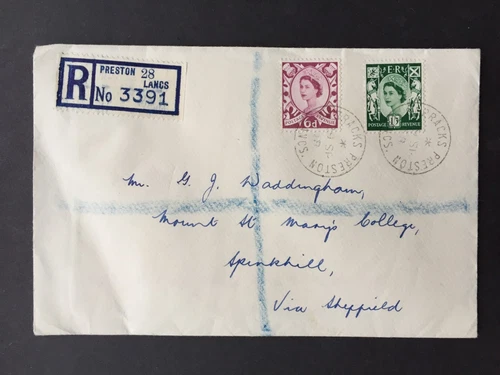 GB 1958 6d + 1/3d SCOTTISH REGIONALS FIRST DAY PRESTON BARRACKS PMK REG COVER